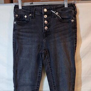 True Religion Jennie Curvy High Rise Skinny Jeans Size 27 Dark Wash Exposed
